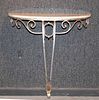 Silver Painted Metal Stone Top Pier Table