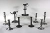Group of Pewter Lamps and Candlesticks