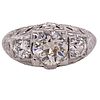 Art Deco Diamond Engagement Ring 18k White Gold
