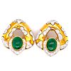 Diamond Emerald 18k Gold Vintage Earrings