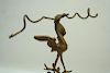 19th C. Pair of Footed Bronze Stork/Snakes