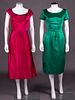 TWO SATIN COCKTAIL DRESSES, AMERICA, 1950s-1960s
