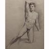 19th C. French School Male Nude Drawing