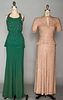 TWO BEADED EVENING GOWNS, 1930-1940s