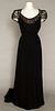 TRAINED BLACK EVENING GOWN, c. 1940