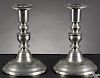 Pair of Westbrook, Maine pewter candlesticks, ca. 1850, bearing the touch of Rufus Dunham