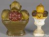 Two painted chalkware fruit compotes, 19th c., 8 1/4'' h. and 9'' h.