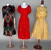 TWO DESIGNER DAY DRESSES, AMERICA, 1950 & 1977