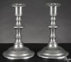 Pair of Westbrook, Maine pewter candlesticks, ca. 1845, bearing the touch of Freeman Porter