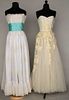 TWO STRAPLESS WHITE BALL GOWNS, 1950-1960