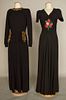 TWO BLACK EVENING DRESSES, 1940s