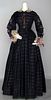 BLACK & PURPLE BROCADE DAY DRESS, 1860s