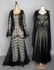 TWO BLACK LACE EVENING GOWNS, 1930s