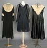 THREE SILK & LACE DRESSES, 1930s