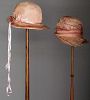 TWO PINK SILK CLOCHES, 1920s