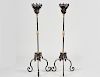 PAIR OF RENAISSANCE STYLE WROUGHT IRON AND BRASS TORCHIERES