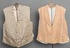 TWO GENT'S SILK VESTS, MID 19TH C