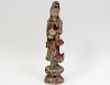 CARVED AND POLYCHROMED WOOD FIGURE OF GUANYIN
