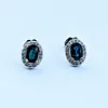 Gorgeous 1.10ctw Deep Blue Sapphire & Diamond Stud Earrings