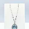 Ice Blue Aquamarine & Diamond Halo Pendant Necklace
