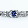 Elegant Sapphire & Diamond Brooch / Pin - 18K White Gold