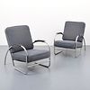 Pair of Royal Metal Lounge Chairs, Manner of K.E.M. Weber