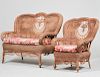 VICTORIAN STYLE WICKER SOFA AND ARM CHAIR