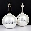 Pair of Large Ball Lamps, Manner of Karl Springer