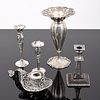 3 Sterling Silver Bud Vases & 2 Candle Holders