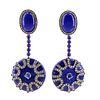 Lapis Lazuli, Sapphires, Diamonds 18k gold Earrings