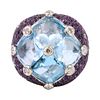 Avakian, Pink Sapphire, Aquamarines & Diamonds 18k Ring