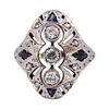 Art Deco Diamonds, Sapphires & Platinum Ring