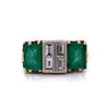 Art Deco Emeralds & Diamonds 18k Gold Ring