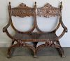 Carved Antique Savranola Style Wood Settee.