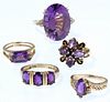 14k Yellow Gold and Amethyst Ring Assortment