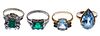 14k White and Yellow Gold and Gemstone Rings