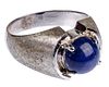 14k White Gold and Blue Star Sapphire Ring