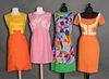 FOUR SHERBET COLOR LINEN DRESSES, 1960s