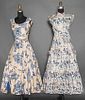 TWO COTTON PRINT DRESSES, 1950-1955