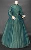 TEAL WOOL DAY DRESS, 1850s
