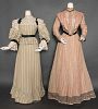 TWO COTTON DAY DRESSES, 1895 & 1900