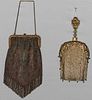 1 STERLING MESH & 1 BEADED PURSE, 1890s