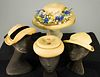 FOUR LADIES NATURAL STRAW HATS, 1930s & 1960s