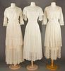 THREE EMBROIDERED & LACE TEA GOWNS, 1910-1916