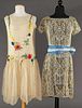TWO EMBROIDERED PARTY DRESSES, c. 1925