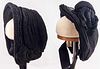 TWO CREPE MOURNING BONNETS, 19TH C