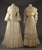 TWO SILK WEDDING OR GARDEN PARTY DRESSES, 1905-1910