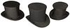THREE GENT'S TOP HATS W/ BOXES, MID 19TH C