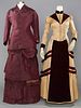 2 SILK BUSTLE DRESSES, 1880-1890