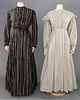 2 COTTON CALICO WORK DRESSES, 1860-1890